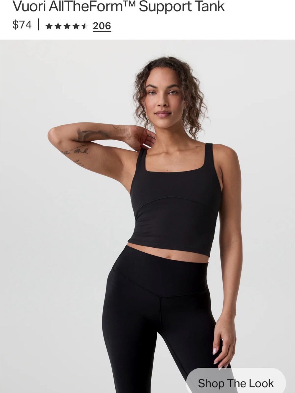 Vuori Black AllTheForm™ Support Tank Crop Top